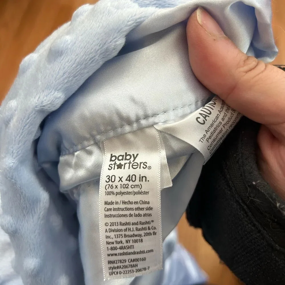 Baby Starters Blue Fleece Satin Baby Blanket Security Blanket
